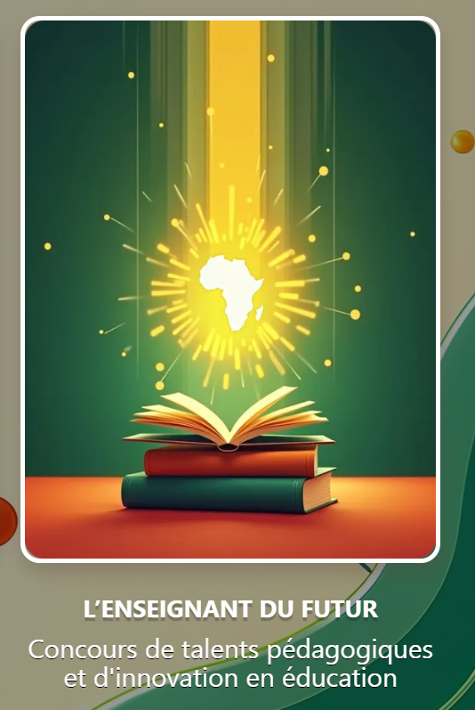 Un livre ouvert avec des rayons de lumière s'élevant, symbolisant l'innovation en éducation, en particulier en rapport avec l'Afrique.